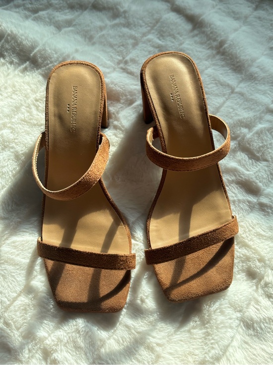 Banana Republic Shoes - Banana Republic Brown Suede Double-Strap Block Heel Sandals